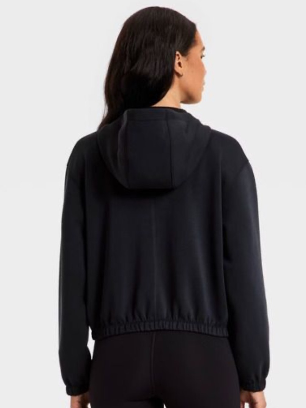 NWT Size XSmall All In Motion Airy Sleek Full Zip Scuba Hooded Black Jacket - Picture 2 of 5